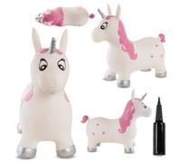 SUN BABY Saltador Hinchable para Niños hasta 45 Kg sin BPA, de 1 año, Pelotas saltarinas para niños (Unicornio Blanco con Cuerno Plateado)