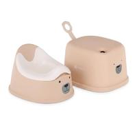 SUN BABY Set 2 en 1 para el aprendizaje del orinal - orinal infantil con cubeta extraíble y taburete antideslizante, orinal con respaldo, escalón para baño e inodoro, 18-36 meses, Beige