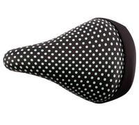 sun baby Sillín Bicicleta niño Ajustable, cómodo, con Memory Foam para Bici, Angulo de inclinación Ajustable, Ajuste hacia Delante/atrás (Negro con Lunares Menta)