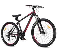 sun baby Tatra Bikes Bicicleta de montaña 27.5 Pulgadas Overland, Ligero Bicicleta 27.5" Unisex - Cuadro de Aluminio de 17 Pulgadas, 21 Marchas, Amortiguador, Frenos de Disco - Negro-Fucsia
