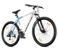 sun baby Tatra Bikes Bicicleta de montaña 29 Pulgadas Overland, Ligero Bicicleta 29" Unisex - Cuadro de Aluminio de 21 Pulgadas, 21 Marchas, Amortiguador, Frenos de Disco - Blanco-Azul