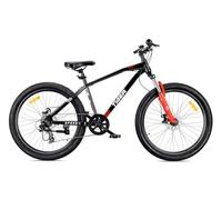 sun baby Tiger Bike Bicicleta de montaña 26 Pulgadas, Bicicleta 26" MTB para niños y Hombres - Cuadro de Acero, 7 velocidades, Frenos de Disco, Amortiguador - Negro-Rojo