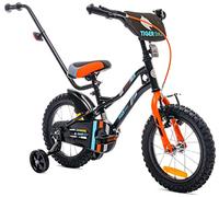 sun baby Tiger Bike Bicicleta Infantil de niño con Ruedas de Entrenamiento 14 Pulgadas, de niño 2-6 años, V-Break y Freno de Torpedo (Negro-Naranja, 14 Pulgadas)