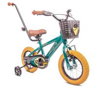 sun baby Verdant Bike Bicicleta Infantil de niño con Ruedas de Entrenamiento 12 Pulgadas, de niño 2-6 años, Manillar Ajustable y Timbre, V-Break y Freno de Torpedo (12 Pulgadas, Verde Oscuro)