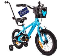 sun baby Verdant Bike Bicicleta Infantil de niño con Ruedas de Entrenamiento 14 Pulgadas, de niño 2-6 años, Manillar Ajustable y Timbre, V-Break y Freno de Torpedo (14 Pulgadas, Azul)