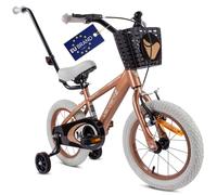 sun baby Verdant Bike Bicicleta Infantil de niño con Ruedas de Entrenamiento 14 Pulgadas, de niño 2-6 años, Manillar Ajustable y Timbre, V-Break y Freno de Torpedo (14 Pulgadas, Capuchino)