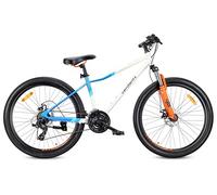 sun baby Verdant Calix Bicicleta de montaña 26 Pulgadas, Bicicleta 26" Unisex - Amortiguador, Frenos de Disco, 21 Marchas - Blanco-Azul-Naranja