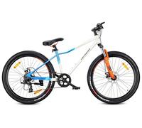 sun baby Verdant Calix Bicicleta de montaña 26 Pulgadas, Bicicleta 26" Unisex - Amortiguador, Frenos de Disco, 7 Marchas - Blanco-Azul-Naranja