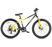 sun baby Verdant Calix Bicicleta de montaña 26 Pulgadas, Bicicleta 26" Unisex - Amortiguador, Frenos de Disco, 7 Marchas - Negro-Amarillo