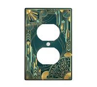 Sun Bathroom Duplex - Placa de pared para toma de corriente, diseño moderno geométrico, ninguno de plástico verde, placas de pared de tamaño estándar para enchufes eléctricos para el hogar, sala de