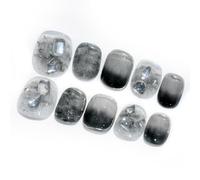 Sun&Beam Nails Handmade Short Round Black False Nail Tips with Cute 3D Diamond Popular Charm Design Press On Nails 10 Pcs (#58 M)