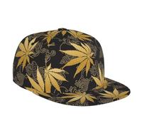 Sun Cap Hojas De Marihuana, Moda, Oro Negro No Es Fácil De Deformar Trucker Hat Clásico Baseball Hat para Exterior Ciclismo Training