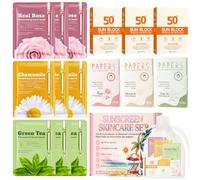 Sun Care Kit, con 3 Protector Solar 50, 3 Papel Secante, 9 Mascara Facial