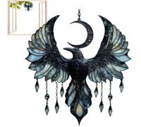 Sun Catcher - 2D Raven Moon Rainbow Maker Decorative Hanging | Captures Sunlight to Create Colorful Reflections, Perfect for Home, Living Room, Store, Window, Outdoor Patio, Balcony, or Tree Display