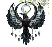 Sun Catcher - 2D Raven Moon Rainbow Maker Decorative Hanging | Captures Sunlight to Create Colorful Reflections, Perfect for Home, Living Room, Store, Window, Outdoor Patio, Balcony, or Tree Display