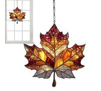 Sun Catcher - Acrylic, 5.91x5.91in Maple Leaf Pendant Light Reflecting Ornament Thanksgiving Decor | Wall Mountable Autumn Display Garden Window Charm, Decorative Hanging Art For Windowsills, Bedrooms