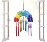 Sun Catcher Outdoor - Rainbow Cloud 2D Acrylic Beaded Wind Chime | Hanging Window Decor For Garden Backyard Party | Living Room Bedroom Entryway Home Decor Light Reflecting Ornament