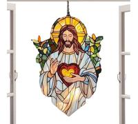 Sun Catchers Indoor Window - Acrylic Jesus Ornaments Decorative Housewarming Window Hangings, Car Interior Accessories, Home Decor for Living Room, Bedroom, Office, or Gift 7.87 Inches