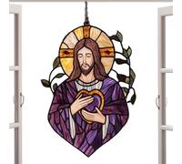 Sun Catchers Indoor Window - Acrylic Jesus Ornaments Decorative Housewarming Window Hangings, Car Interior Accessories, Home Decor for Living Room, Bedroom, Office, or Gift 7.87 Inches