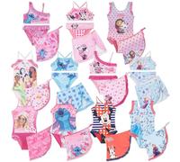 SUN CITY - Disfraz de playa para niña de 2 o 3 piezas con pareo o falda - Bikini o entero - Conjunto de verano inspirado en personajes de dibujos animados, Princesas Entero Pareo Rosa 0800, 3-4 Años