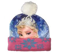 Sun City Disney Frozen - Gorro de invierno con pompones y corona de Elsa para niña (54, rosa)