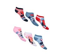 Sun City Minnie Mouse - Calcetines deportivos para niños y niñas, paquete de 6 pares, multicolor, 27-30