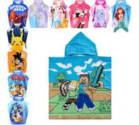 SUN CITY - Poncho Toalla Playa Niño con Capucha | Dibujos Animados Manga Videojuegos | Algodón Suave o Microfibra Secado Rápido | Playa Piscina [55x55-002 Verde]