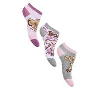 Sun City Tres Pares De Calcetines De Niña Rey León De Algodón De Dibujos Animados, gris, 23-26
