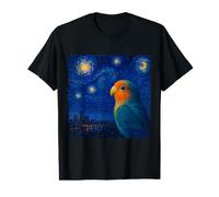 Sun Conure Parrot Remolino Azul Noche Estrellas Impresionismo Camiseta gráfica económica