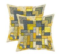Sun - Fundas de almohada para exteriores, modernas, abstractas, geométricas, de verano, amarillas, lavables a máquina, fundas de almohada para porche, patio, porche, muebles de jardín, 18 x 18