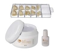 Sun Garden Nails Gel de construcción UV 30 ml + 100 unidades Tipbox + 7 g Pegamento Tipkleber