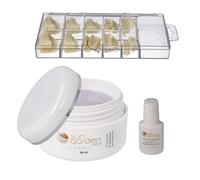 Sun Garden Nails Gel de construcción UV Thick Clear 30 ml + 100 unidades Tipbox + 7 g Pegamento Tipkleber