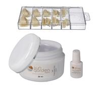 Sun Garden Nails Gel de fibra de vidrio UV transparente, 30 ml, 100 unidades, 7 g de pegamento