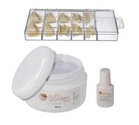 Sun Garden Nails Gel transparente de 1 fase, 30 ml, 100 unidades de Tipbox + 7 ml de pegamento para puntas
