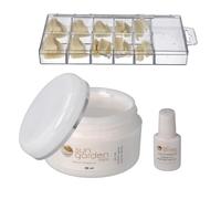 Sun Garden Nails Juego de uñas de gel UV para manicura francesa, 30 ml, con caja de 100 puntas y pegamento de 7 g en botella de pincel