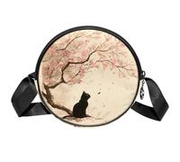 Sun Goddess - Bolso cruzado pequeño para teléfono móvil, con gran capacidad y correa de hombro ajustable para mujeres y niñas, Flor de melocotón de gato, 7x1.8 in