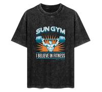 Sun Gym I Believe in Fitness Pain & Gain Men's T-Shirt Unisex Black Cotton Hip Hop Print tee Shirts XL