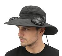 Sun Hat with Fan, 3-Speed Waterproof Sunshade, Outdoor Cooling Bucket Hat, Summer Travel Camping Hiking Fishing Gardening Beach Daily Wear for Men Dad, Breathable Hands-Free Blower, Adjustable Fit