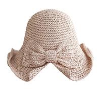 Sun Hats for Women,Sun Straw Hat for Women with Wind Lanyard Wide Brim Foldable Beach Summer Hats Womens UV 50+ Protection Bowknot Cap ES4A23