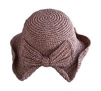 Sun Hats for Women,Sun Straw Hat for Women with Wind Lanyard Wide Brim Foldable Beach Summer Hats Womens UV 50+ Protection Bowknot Cap ES4A23