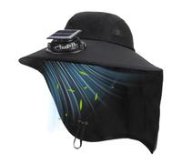 Sun Hats Wide Brim Summer Mesh UV Protection Safari Hat Fishing Walking Hiking Boonie Hats | Fishing Hat - Wide Brim Solar Powered Fan Outdoor Sun Hat | Solar Fan Fish Accessories with Neck Flap Wide