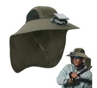 Sun Hats Wide Brim Summer Mesh UV Protection Safari Hat Fishing Walking Hiking Boonie Hats | Fishing Hat - Wide Brim Solar Powered Fan Outdoor Sun Hat | Solar Fan Fish Accessories with Neck Flap Wide