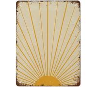Sun Illustration Mid Century Modern Posters Metal Tin Sign Decoración para el hogar puerta cocina comedor bar café regalo 12 × 16 pulgadas