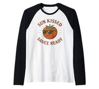 Sun Kissed Sauce Ready Funny Tomate Gafas de sol Camiseta Manga Raglan