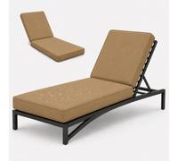 Sun Lo Cush - Almohadilla de repuesto de espuma gruesa 50D de alta densidad impermeable para sillón reclinable al aire libre, colchón plegable para jardín y patio con base antideslizante y 6 lazos