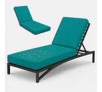 Sun Lo Cush - Almohadilla de repuesto de espuma gruesa 50D de alta densidad para colchón reclinable al aire libre, colchón de jardín plegable con base antideslizante y 6 lazos, color verde oscuro, 203