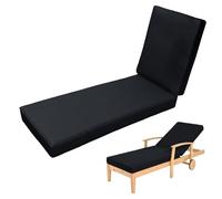 Sun Lo Cush - Almohadilla reclinable de repuesto impermeable de 178 x 59 x 6 cm, lavable, para terraza, piscina y uso en interiores, color negro
