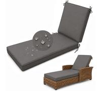 Sun Lo Cush impermeable para jardín y piscina, gris oscuro, 193 x 56 x 5 cm, funda extraíble con cremallera, parte trasera antideslizante y almohadilla reclinable de espuma gruesa para exteriores