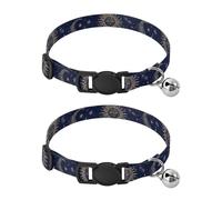 Sun Moon - Collar de perro pequeño con estrellas azul marino, paquete de 2 collares ajustables para mascotas, ajustables de 10.6 a 17.1 pulgadas