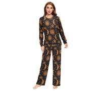 Sun Moon Mystic - Conjunto de pijama de 2 piezas para mujer, pantalones de dormir cálidos para hombre, camiseta e inferior de manga larga, Sun Moon Mystic, S